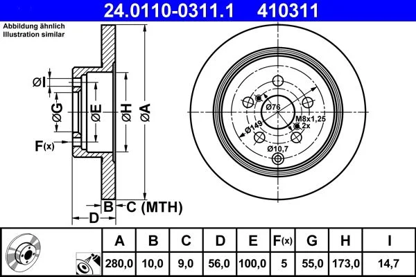 Brake Disc ATE 24.0110-0311.1