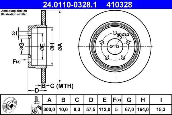 Brake Disc ATE 24.0110-0328.1