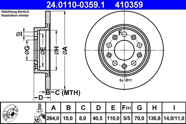 Brake Disc ATE 24.0110-0359.1