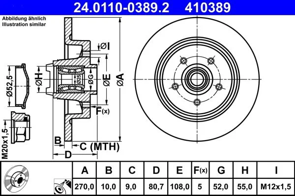 Brake Disc ATE 24.0110-0389.2