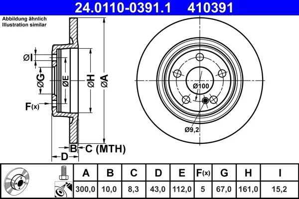 Brake Disc ATE 24.0110-0391.1