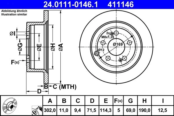 Brake Disc ATE 24.0111-0146.1