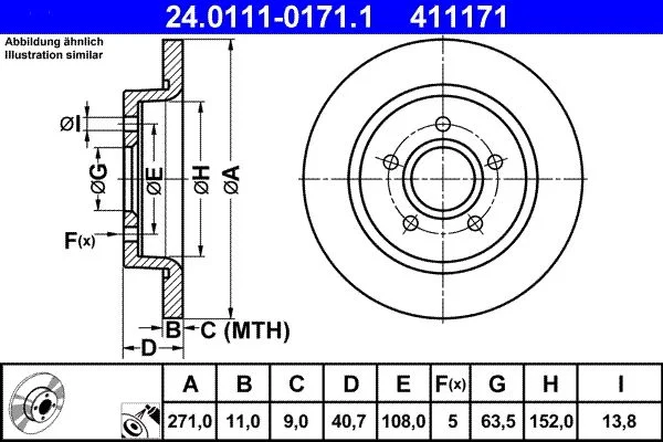 Brake Disc ATE 24.0111-0171.1