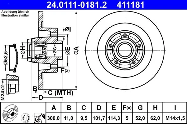 Brake Disc ATE 24.0111-0181.2