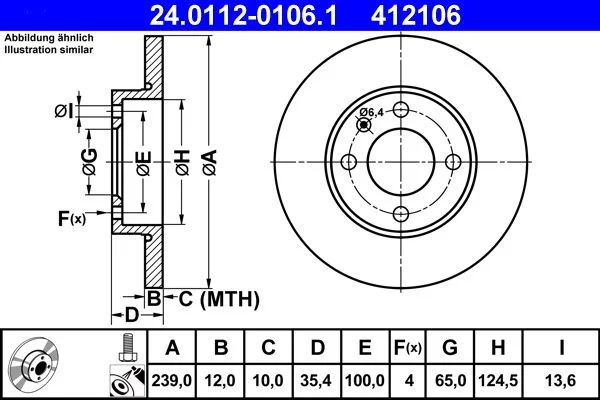Brake Disc ATE 24.0112-0106.1