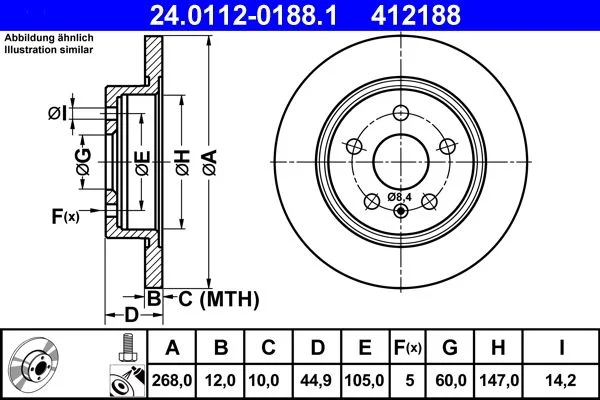 Brake Disc ATE 24.0112-0188.1