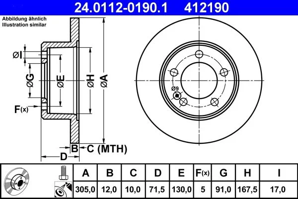 Brzdový kotúč ATE 24.0112-0190.1
