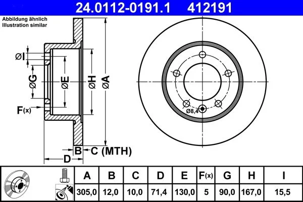 Brake Disc ATE 24.0112-0191.1