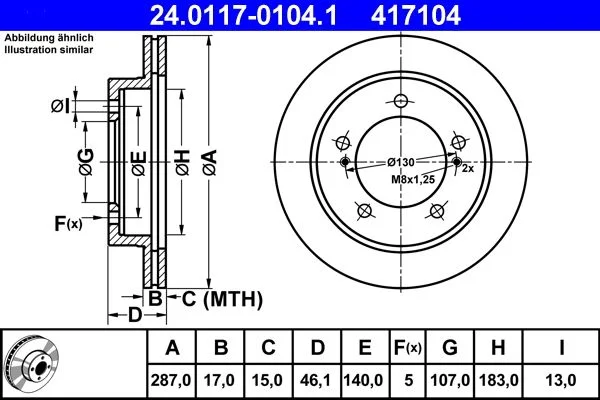 Brake Disc ATE 24.0117-0104.1