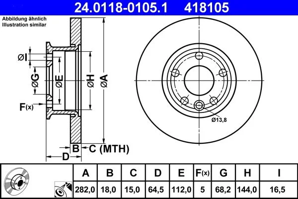 Brzdový kotúč ATE 24.0118-0105.1