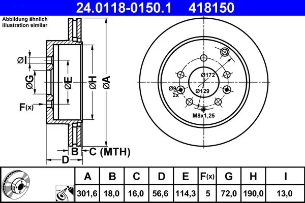 Brzdový kotúč ATE 24.0118-0150.1