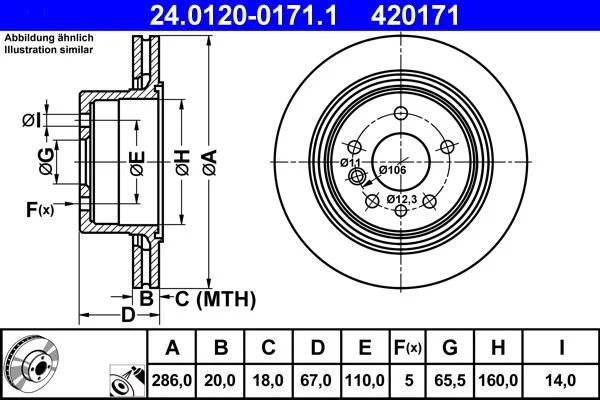 Brzdový kotúč ATE 24.0120-0171.1