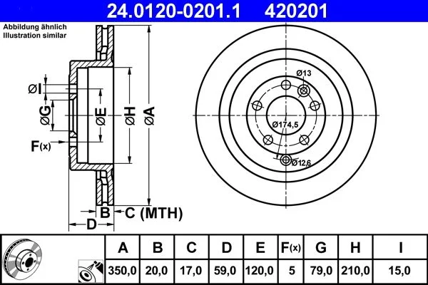 Brake Disc ATE 24.0120-0201.1
