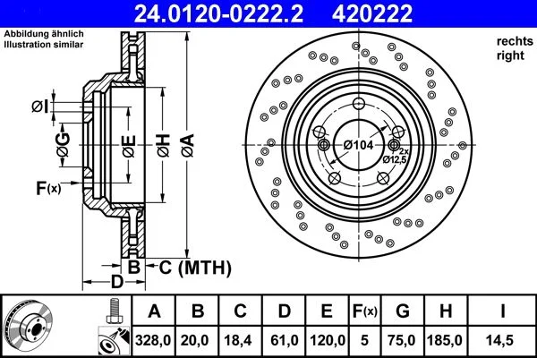 Brake Disc ATE 24.0120-0222.2