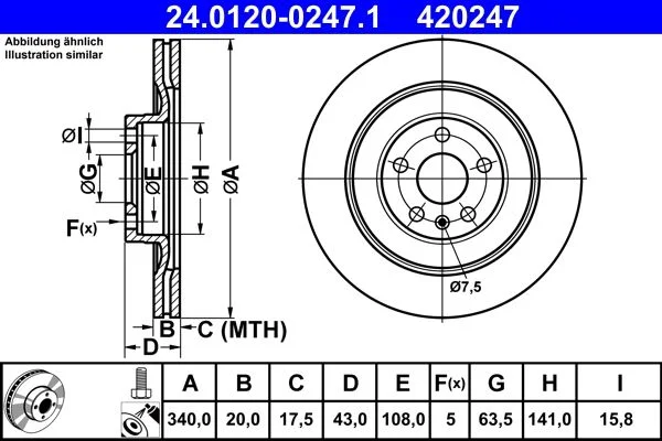 Brake Disc ATE 24.0120-0247.1
