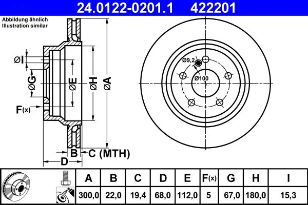 Brake Disc ATE 24.0122-0201.1