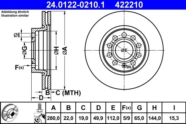 Brake Disc ATE 24.0122-0210.1