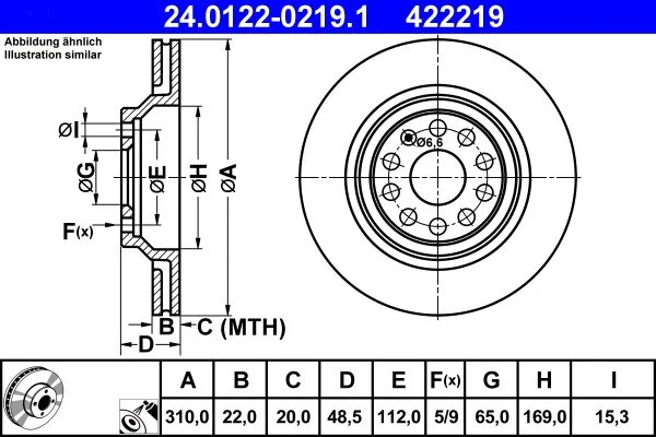 Brake Disc ATE 24.0122-0219.1