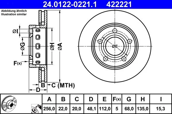 Brake Disc ATE 24.0122-0221.1