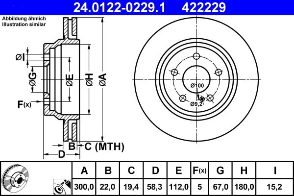 Brake Disc ATE 24.0122-0229.1