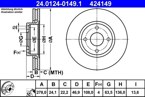 Brake Disc ATE 24.0124-0149.1