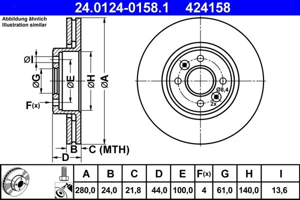 Brake Disc ATE 24.0124-0158.1
