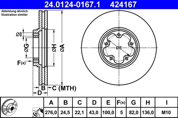 Brake Disc ATE 24.0124-0167.1