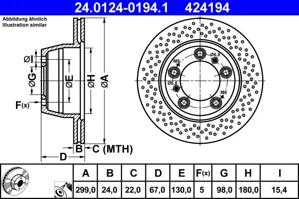 Brake Disc ATE 24.0124-0194.1