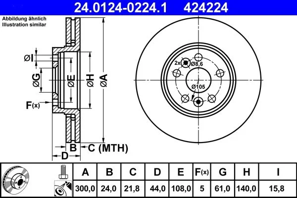 Brake Disc ATE 24.0124-0224.1