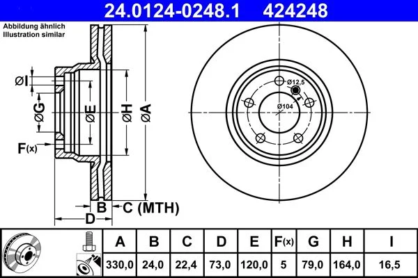 Brake Disc ATE 24.0124-0248.1