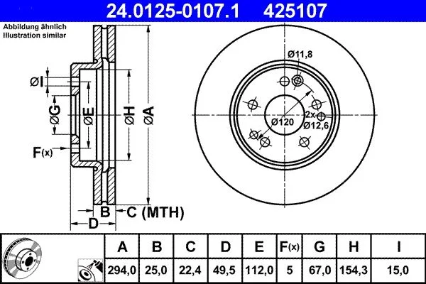 Brake Disc ATE 24.0125-0107.1
