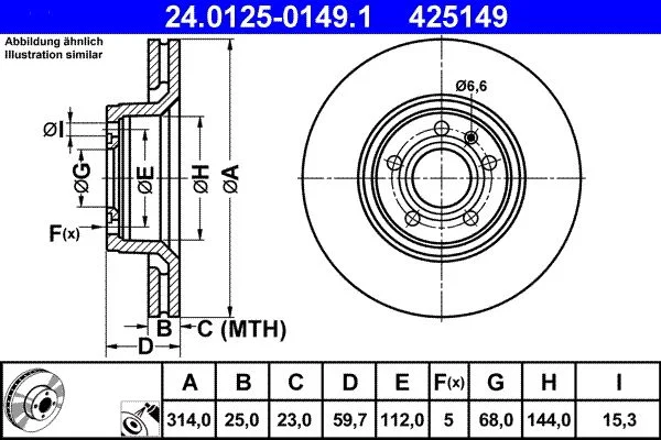 Brake Disc ATE 24.0125-0149.1