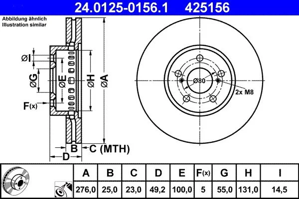Brake Disc ATE 24.0125-0156.1