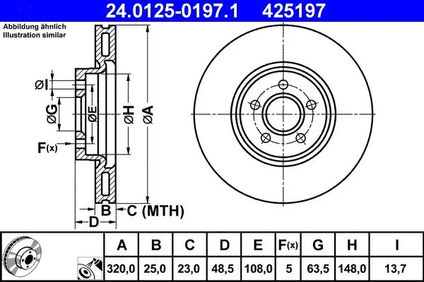 Brake Disc ATE 24.0125-0197.1
