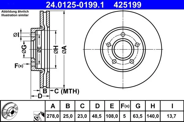 Brake Disc ATE 24.0125-0199.1