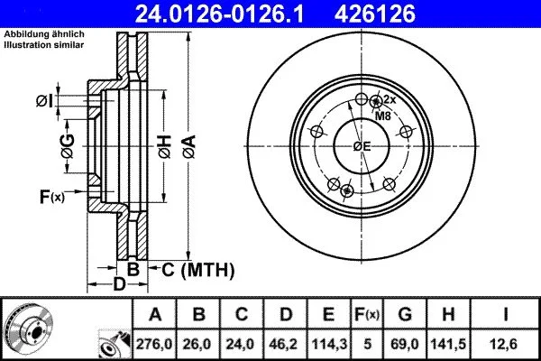 Brake Disc ATE 24.0126-0126.1