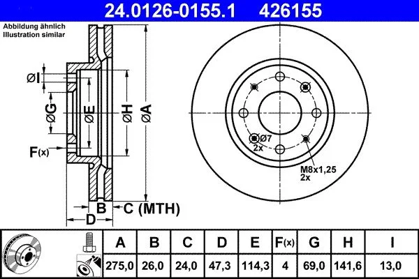 Brake Disc ATE 24.0126-0155.1