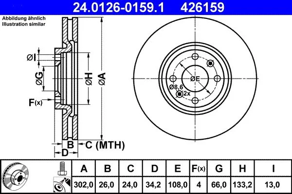 Brake Disc ATE 24.0126-0159.1
