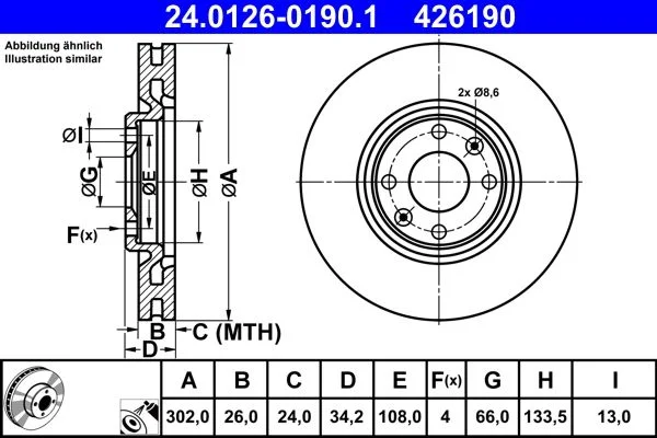 Brzdový kotúč ATE 24.0126-0190.1