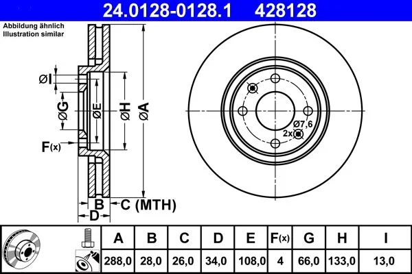 Brake Disc ATE 24.0128-0128.1