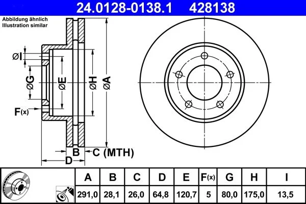 Brake Disc ATE 24.0128-0138.1