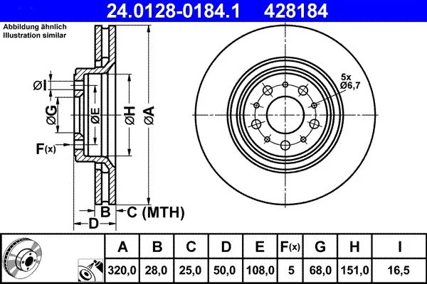 Brake Disc ATE 24.0128-0184.1