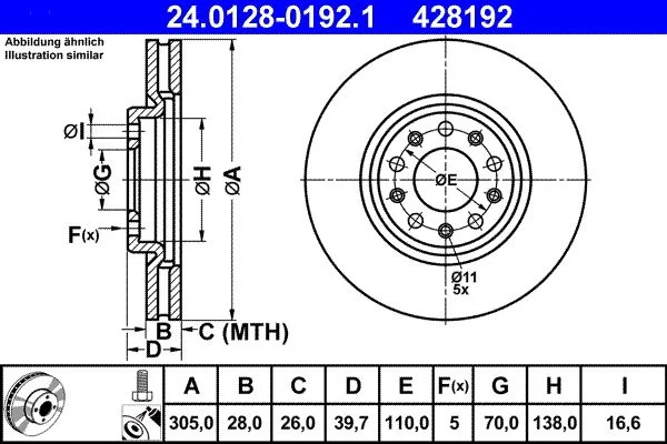 Brake Disc ATE 24.0128-0192.1