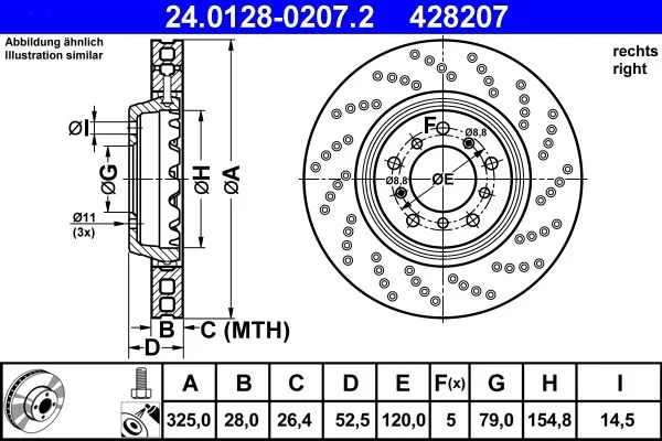 Brake Disc ATE 24.0128-0207.2