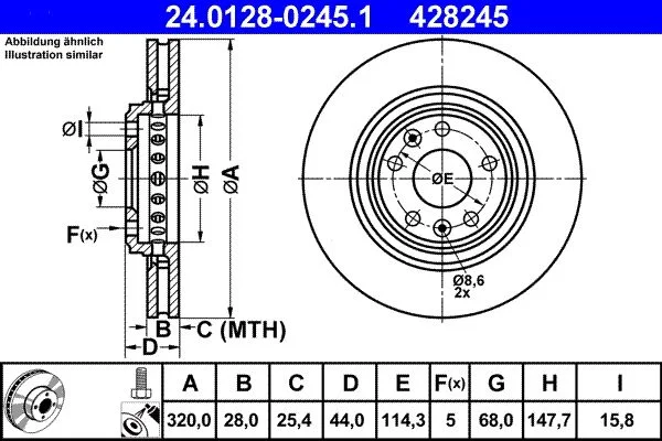 Brake Disc ATE 24.0128-0245.1