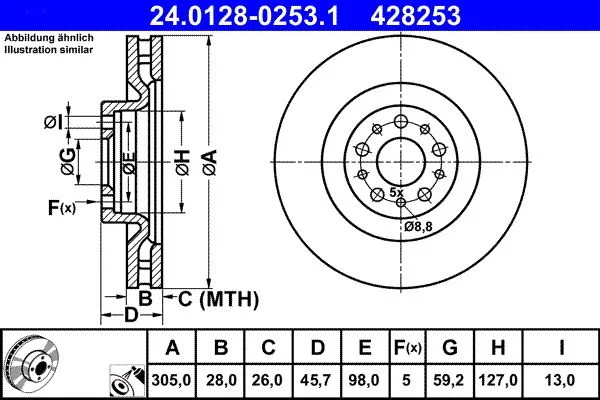 Brake Disc ATE 24.0128-0253.1