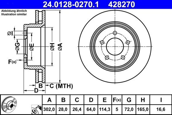 Brake Disc ATE 24.0128-0270.1