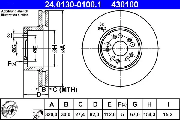 Brake Disc ATE 24.0130-0100.1