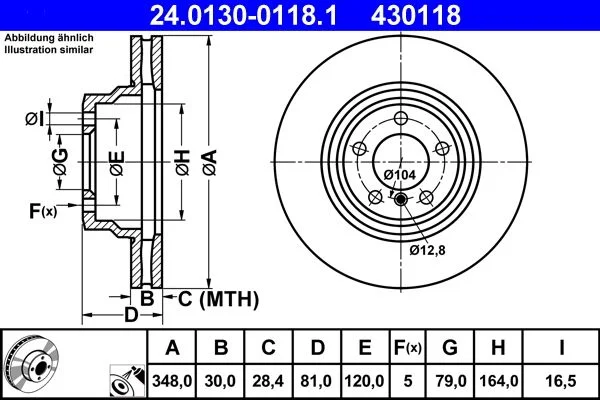 Brzdový kotúč ATE 24.0130-0118.1