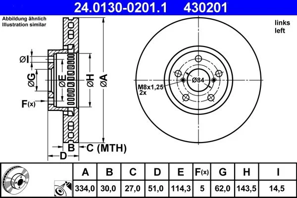 Brake Disc ATE 24.0130-0201.1